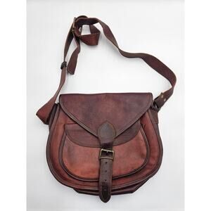 Vintage Satchel & Fabel Brown Leather Satchel Crossbody Bag Purse